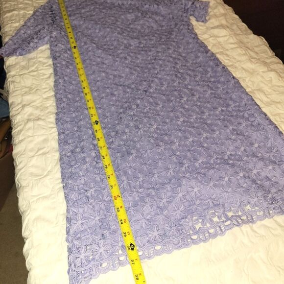 New Tahari Purple Floral Lace Overlay Dress 10 - Picture 5 of 13